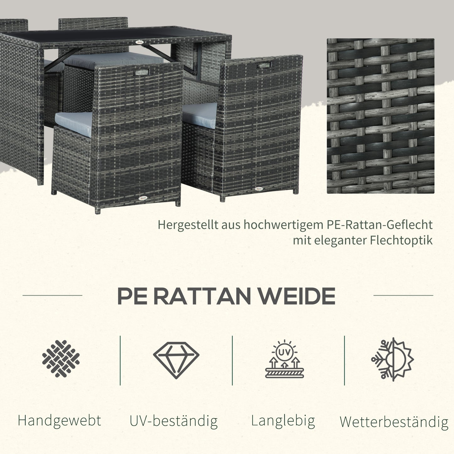 Polyrattan für 4 Personen