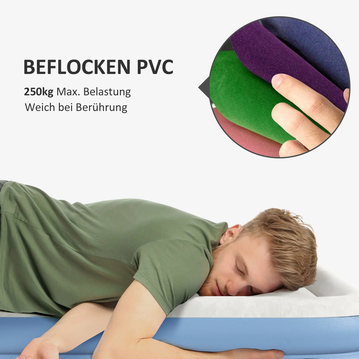 Doppel-Luftmatratze Campingbett 2 Personen  Kopfkissen & Elektropumpe 203x152x46cm