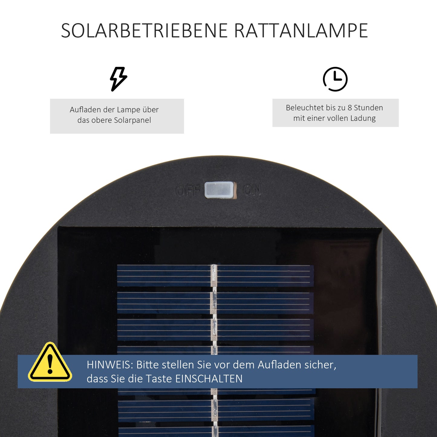 Solarlampe, Automatische LED 21,5 x 21,5 x 61 cm