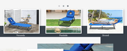 Sonnenliege mit Lesefenster Gesichtsöffnung Blau