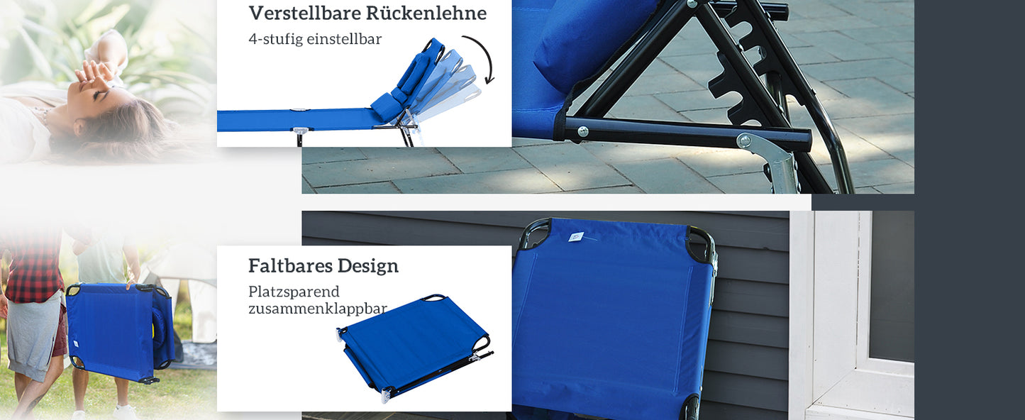 Sonnenliege mit Lesefenster Gesichtsöffnung Blau