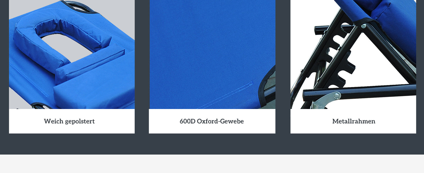 Sonnenliege mit Lesefenster Gesichtsöffnung Blau