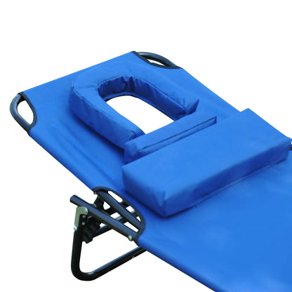 Sonnenliege mit Lesefenster Gesichtsöffnung Blau