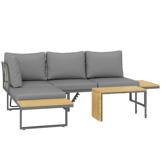 Gartenlounge-Set, auf 6 Sitze verstellbar