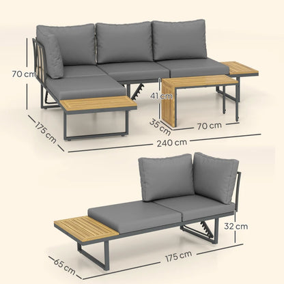 Gartenlounge-Set, auf 6 Sitze verstellbar