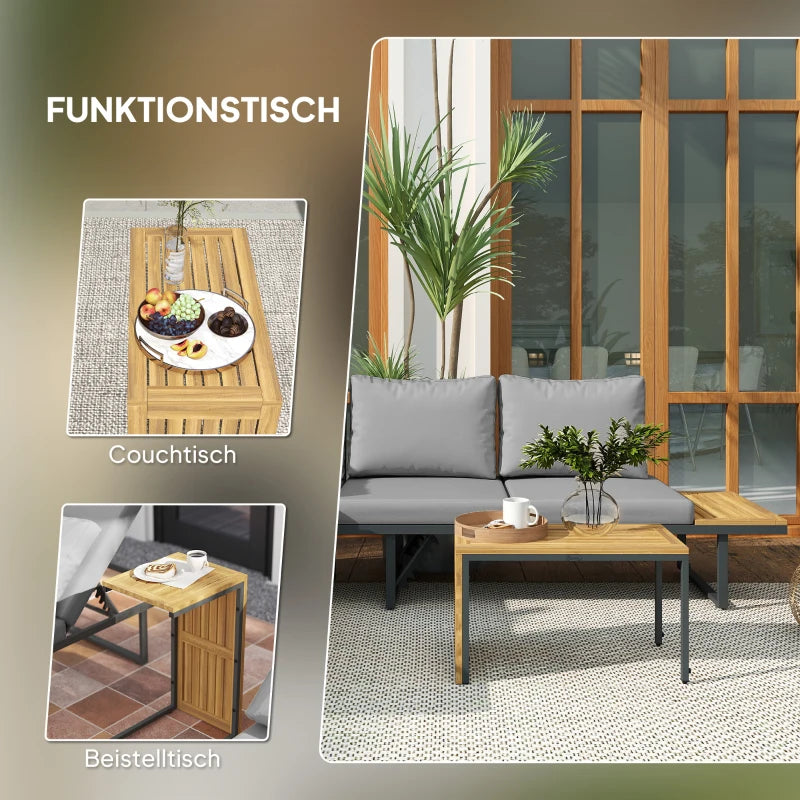 Gartenlounge-Set, auf 6 Sitze verstellbar