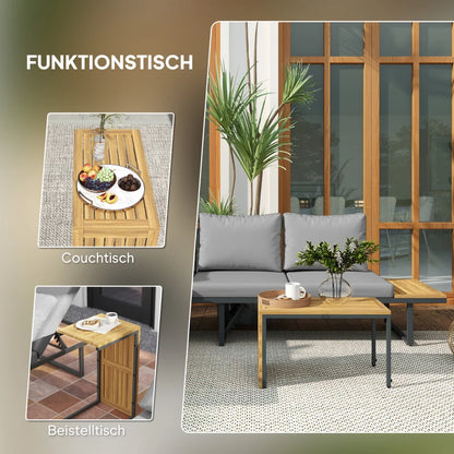 Gartenlounge-Set, auf 6 Sitze verstellbar