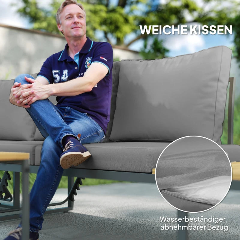 Gartenlounge-Set, auf 6 Sitze verstellbar