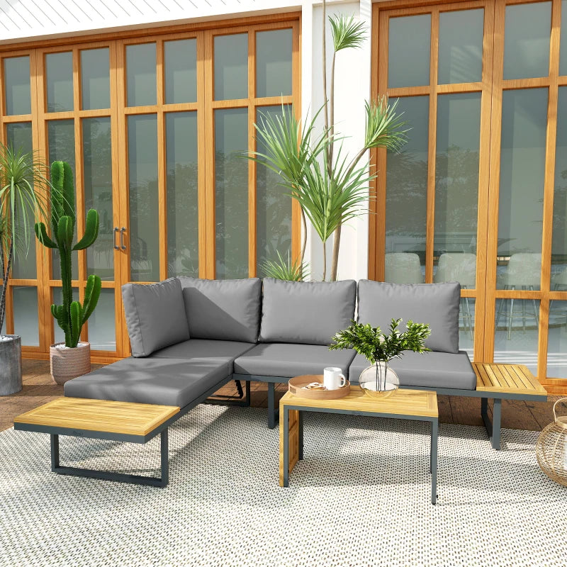 Gartenlounge-Set, auf 6 Sitze verstellbar