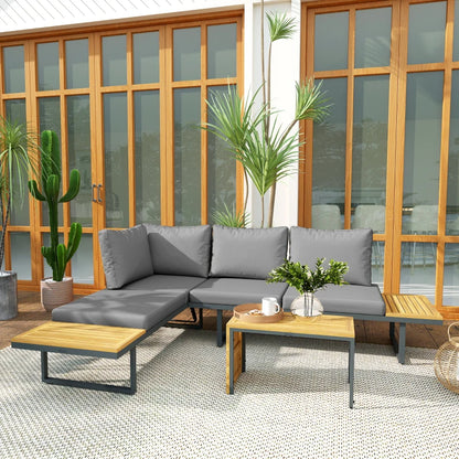 Gartenlounge-Set, auf 6 Sitze verstellbar