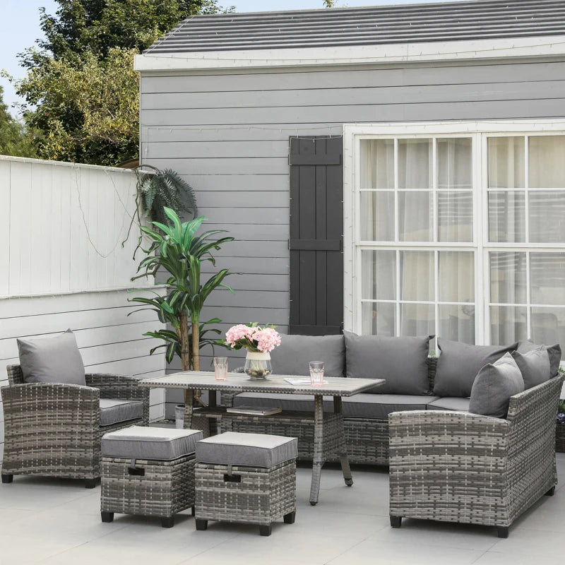 Luxus Polyrattan Gartenmöbel Set für 7 Personen
