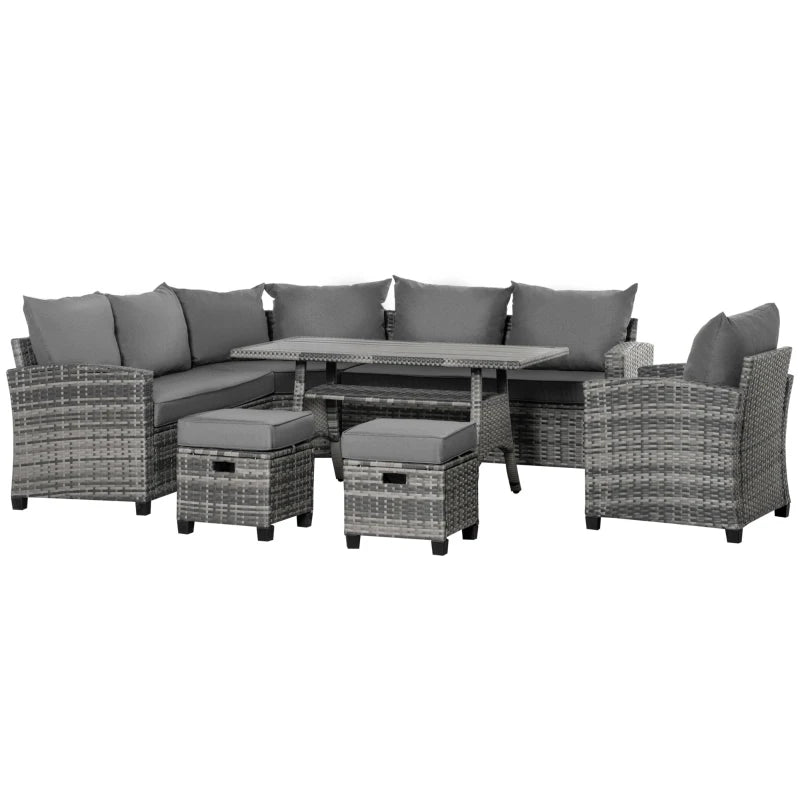 Luxus Polyrattan Gartenmöbel Set für 7 Personen