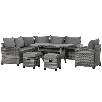 Luxus Polyrattan Gartenmöbel Set für 7 Personen