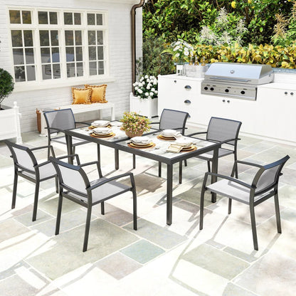 7-teiliges Ess-Set, 6 Stühle, 1 Tisch stapelbar