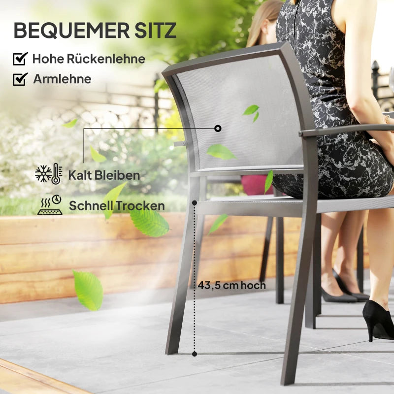 7-teiliges Ess-Set, 6 Stühle, 1 Tisch stapelbar