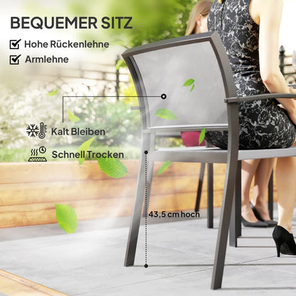 7-teiliges Ess-Set, 6 Stühle, 1 Tisch stapelbar