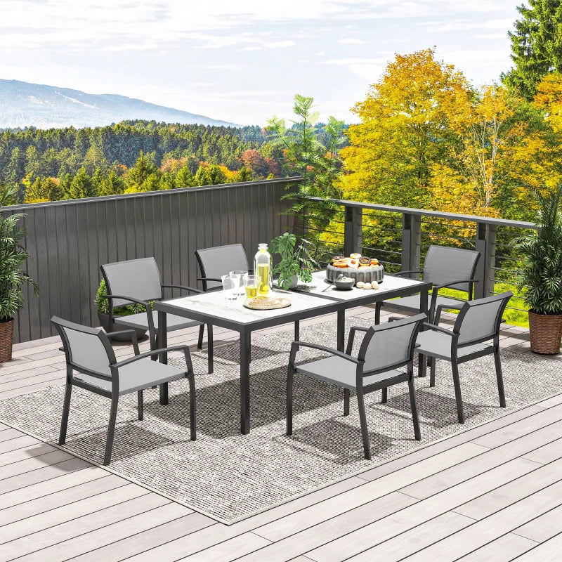 7-teiliges Ess-Set, 6 Stühle, 1 Tisch stapelbar