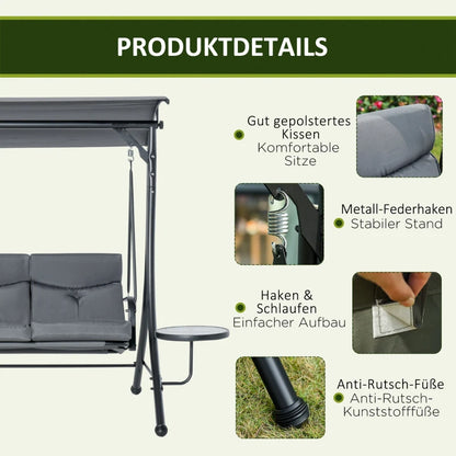 Hollywoodschaukel 3-Sitzer 271 x 125 x 177 cm