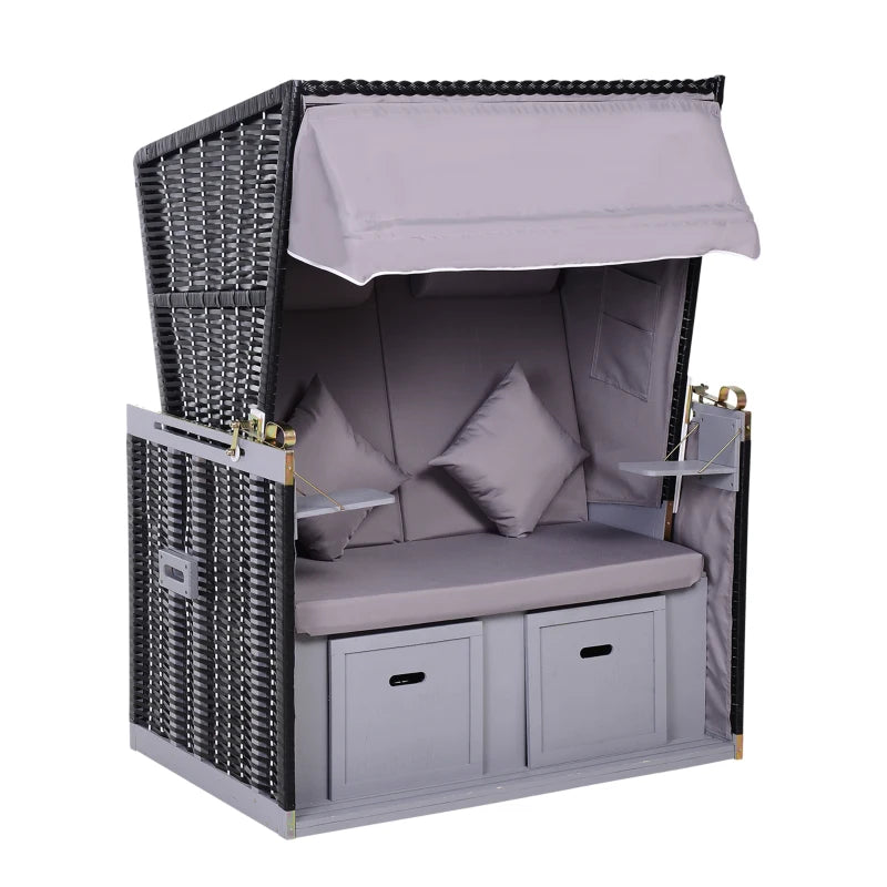 Strandkorb für 2 Personen mit neigbarer Rücklehne 118 x 79 x 150cm