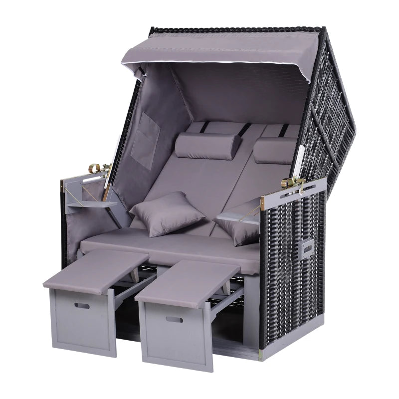 Strandkorb für 2 Personen mit neigbarer Rücklehne 118 x 79 x 150cm