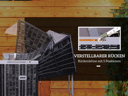 Strandkorb für 2 Personen mit neigbarer Rücklehne 118 x 79 x 150cm