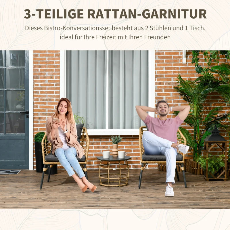 3tlg. Gartenmöbel-Set 72 cm x 66 cm x 64 cm