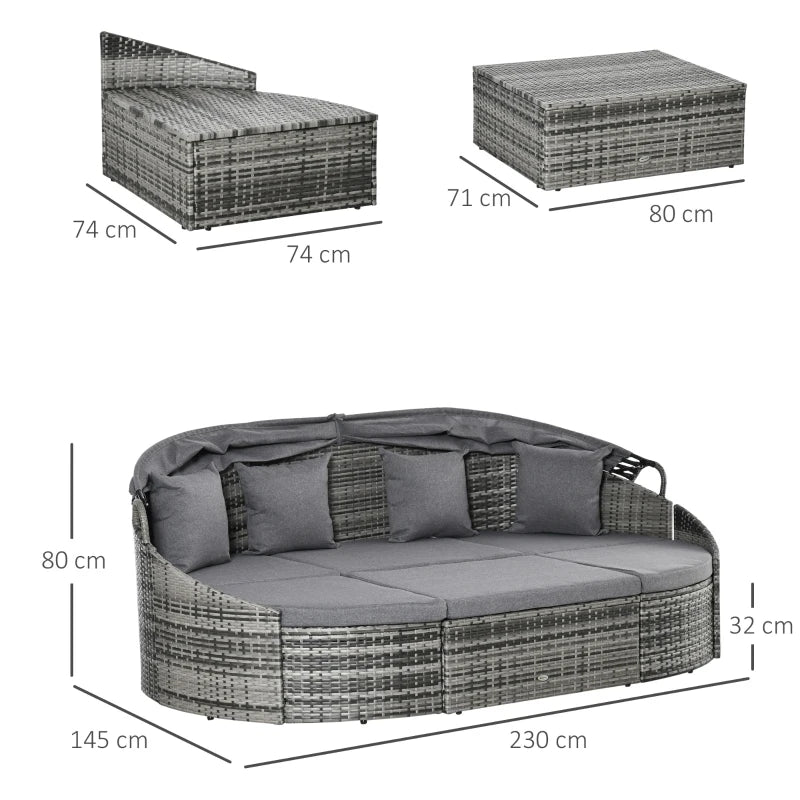Rattan Sonneninsel 4-teilige Liegeinsel  230 x 145 x 80 cm