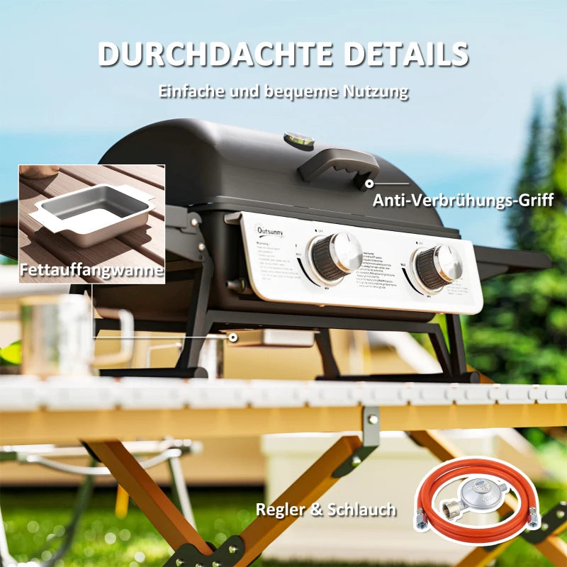 Gasgrill 5,6 KW Gas-Grill inkl 2 Edelstahl-Brenner 101 x 48 x 41 cm