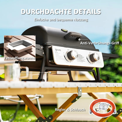 Gasgrill 5,6 KW Gas-Grill inkl 2 Edelstahl-Brenner 101 x 48 x 41 cm