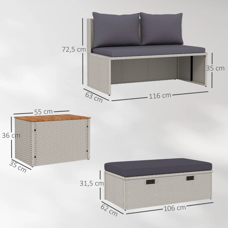 Lounge für 2+Stauraum 125x114x72,5cm