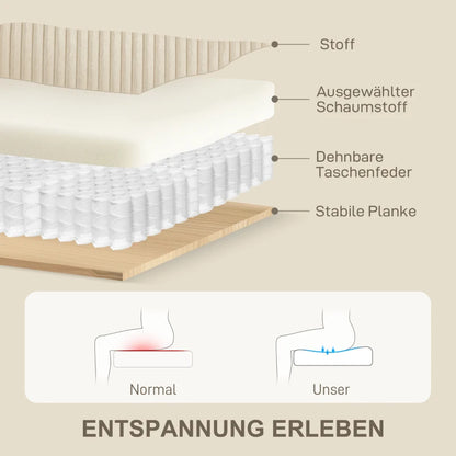 3-Sitzer-Cordsofa 212Bx80Tx88Hcm