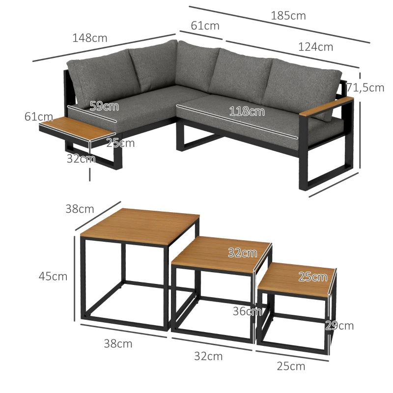 5-tlg. Gartenlounge-Set 148 cm x 61 cm x 71,5cm