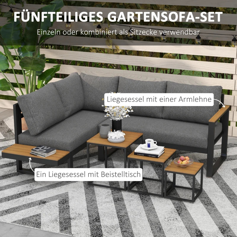 5-tlg. Gartenlounge-Set 148 cm x 61 cm x 71,5cm