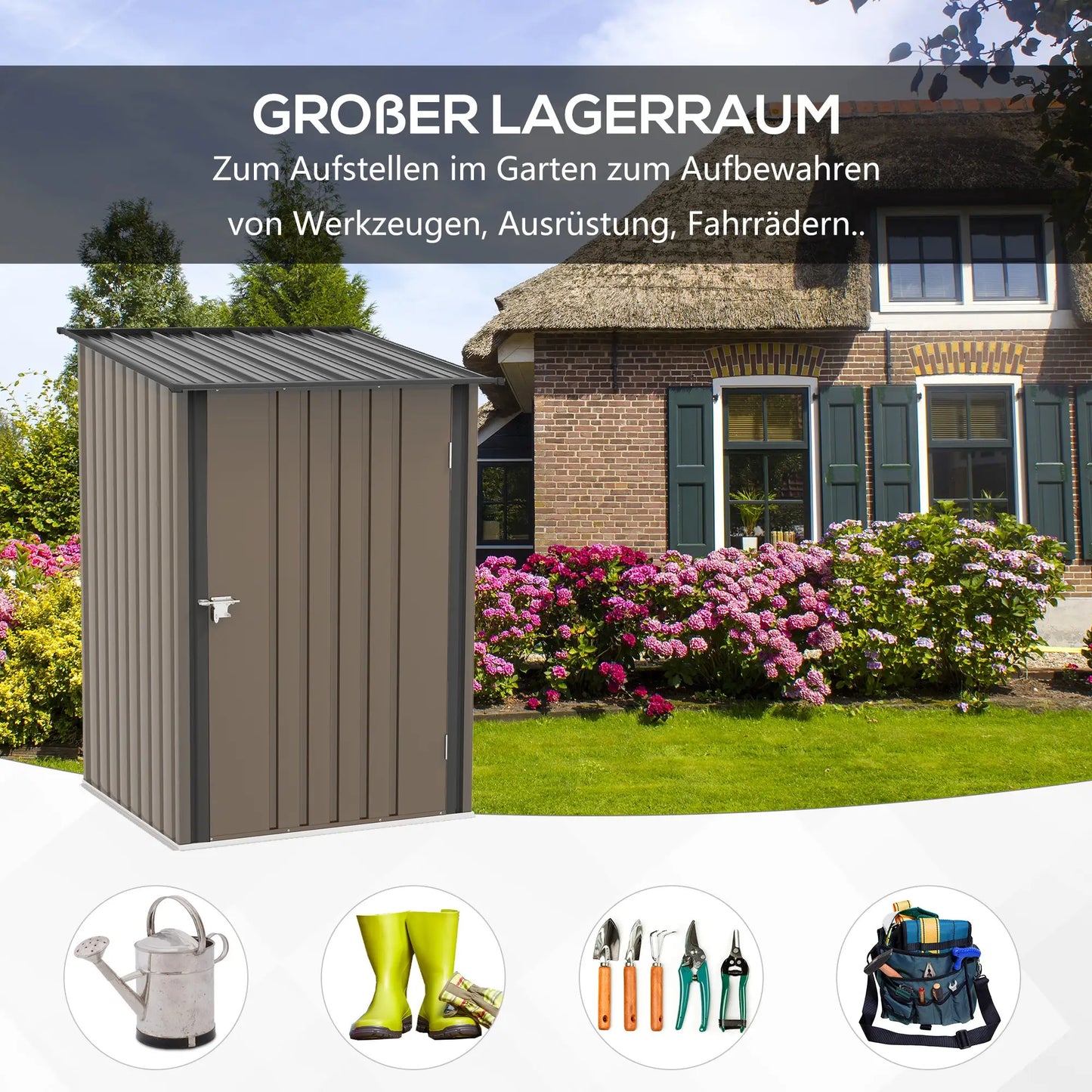 Gerätehaus aus Stahl, 0,92 m² 100 x 103 x 160cm