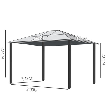 Hardtop-Pavillon, 3,6 x 3 x 2,6m
