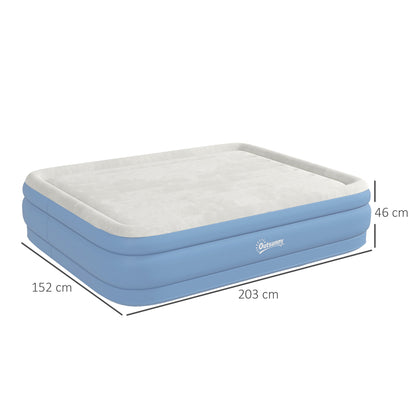 Doppel-Luftmatratze Campingbett 2 Personen  Kopfkissen & Elektropumpe 203x152x46cm