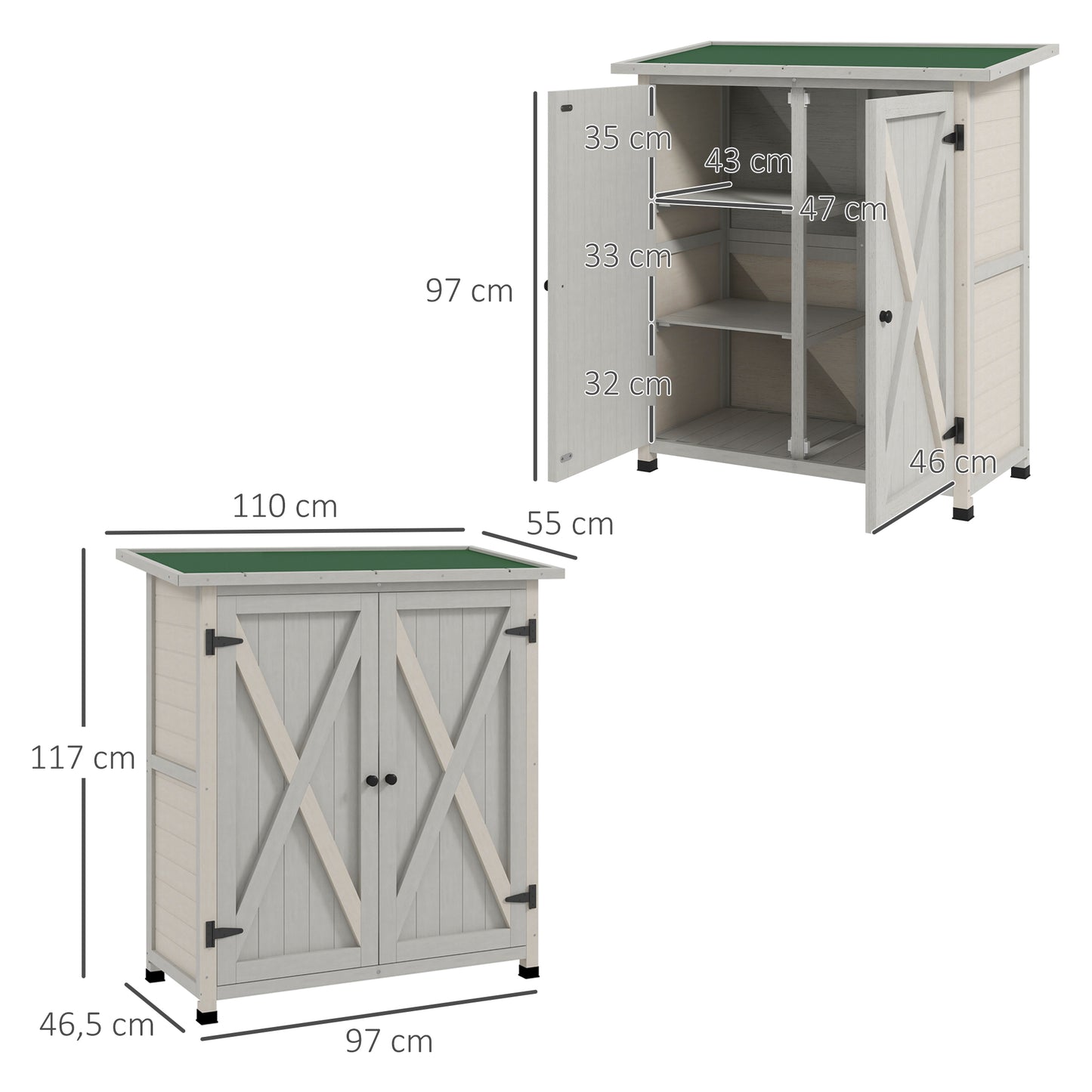 Gartenschrank 110 x 55 x 117 cm