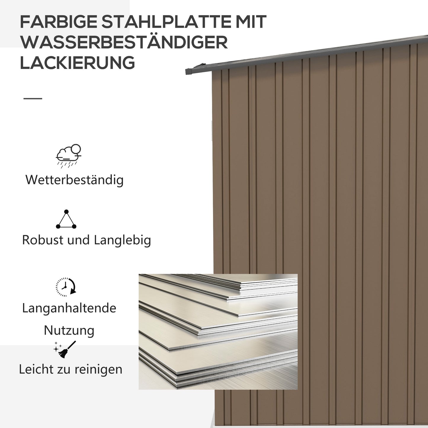 Gerätehaus aus Stahl, 0,92 m² 100 x 103 x 160cm