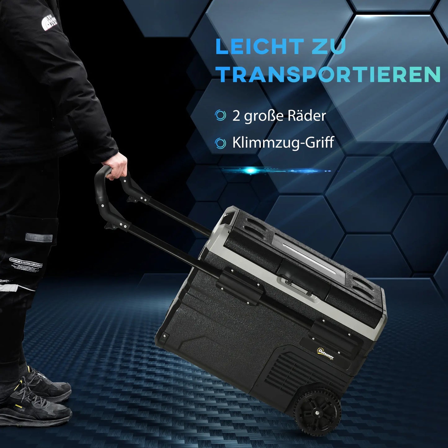 Kühlbox Auto 40L mit LED-Beleuchtung 12/24V DC und 110-240V AC