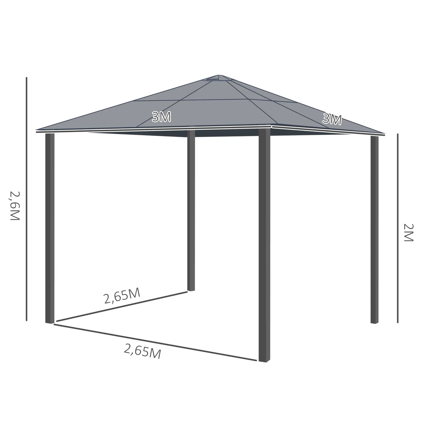 Luxus Pavillon 300 x 300 x 260cm