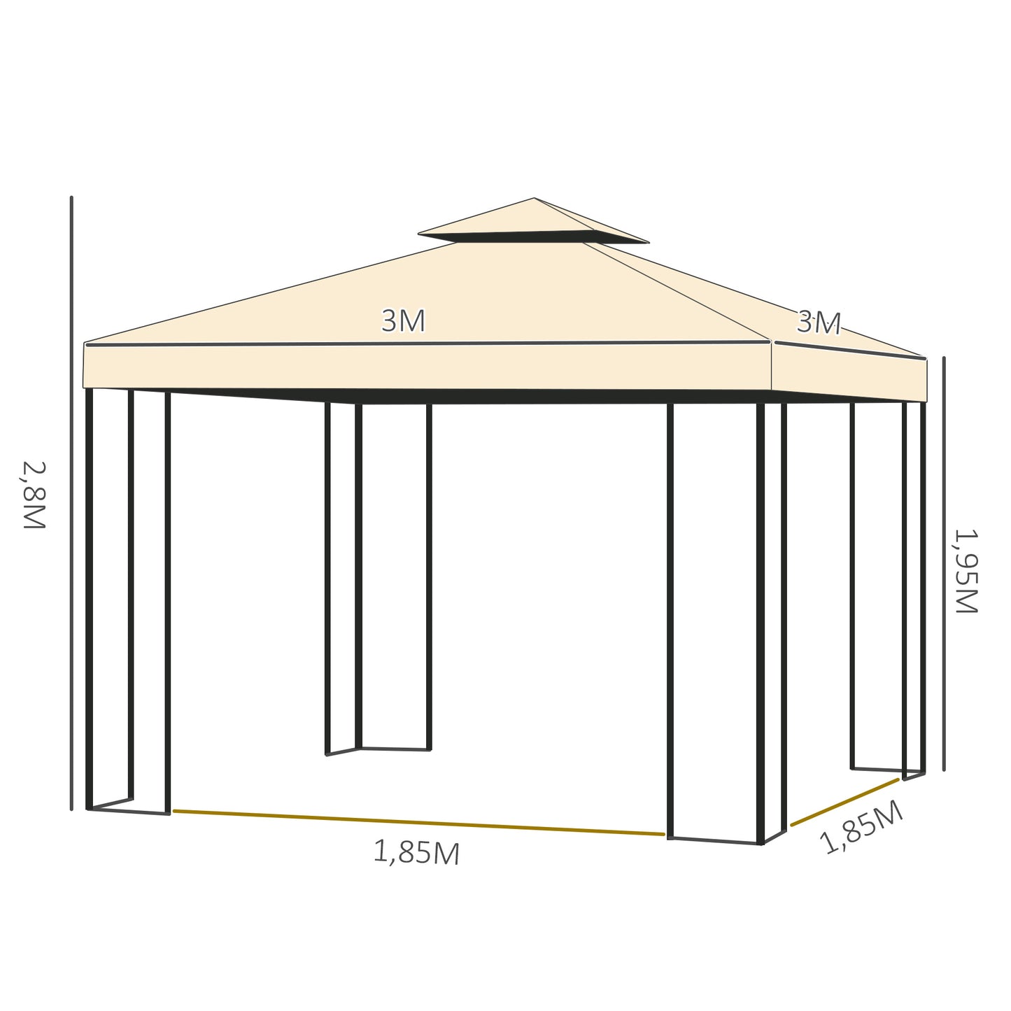 Luxus Pavillon 3x3 m